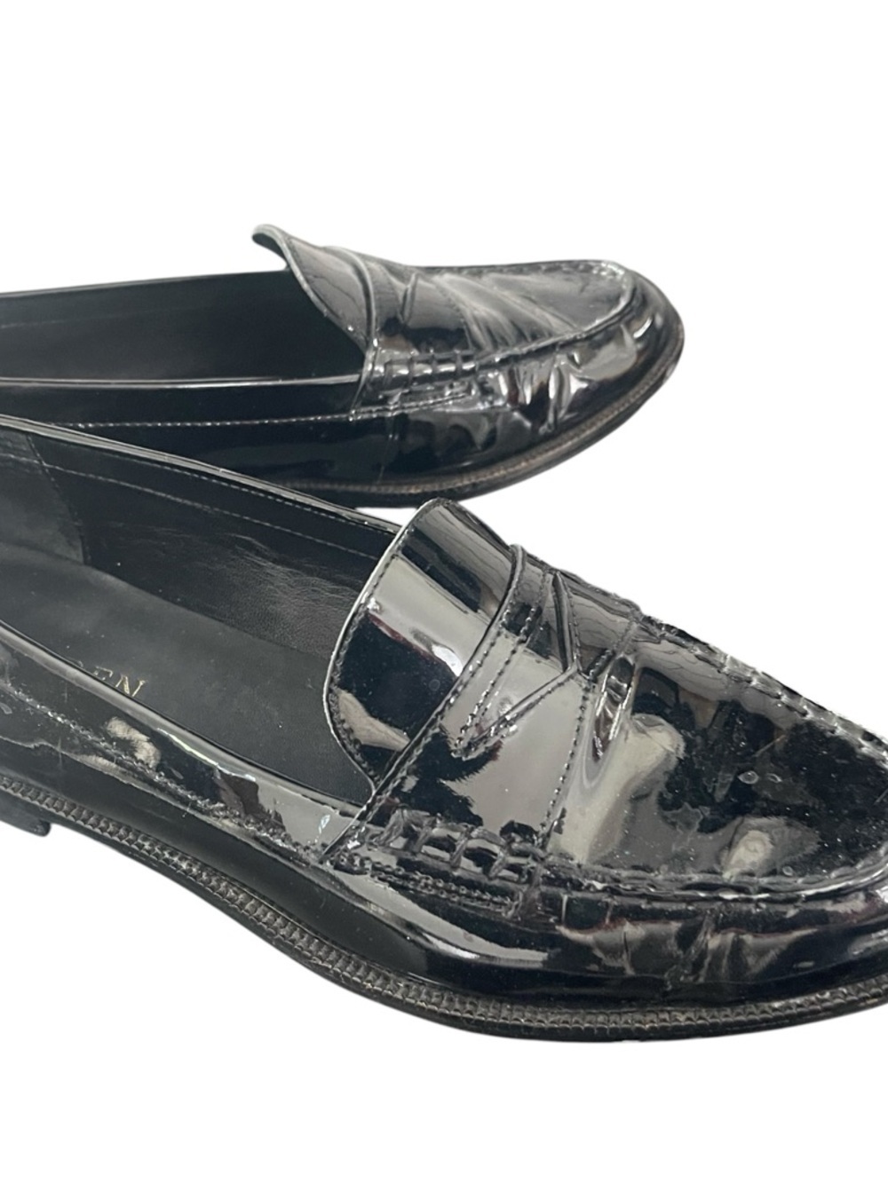 Lauren by Ralph Lauren Black Patent Leather Dalena Penny Loafers, 9 - Picture 3 of 7